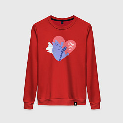 Свитшот хлопковый женский Love you cat, цвет: красный