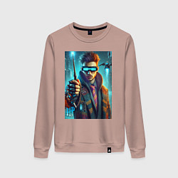 Свитшот хлопковый женский Повзрослевший Гарри Поттер - нейроарт, цвет: пыльно-розовый