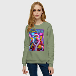 Свитшот хлопковый женский Simpsons new year - ai art fantasy, цвет: авокадо — фото 2