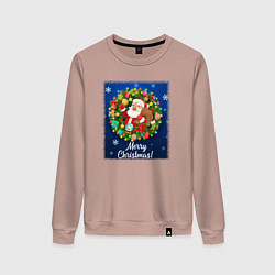 Свитшот хлопковый женский Рождественское настроение, цвет: пыльно-розовый