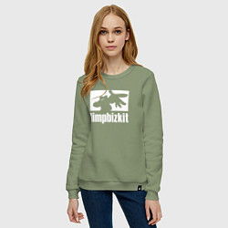 Свитшот хлопковый женский Limp Bizkit - logo, цвет: авокадо — фото 2