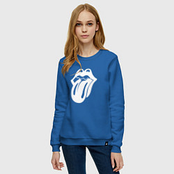 Свитшот хлопковый женский Rolling Stones - white logo, цвет: синий — фото 2