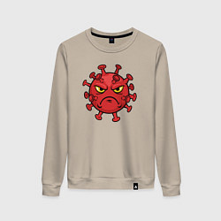 Свитшот хлопковый женский Хмурый вирус, цвет: миндальный