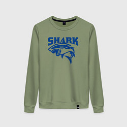 Свитшот хлопковый женский Акула атакует, цвет: авокадо