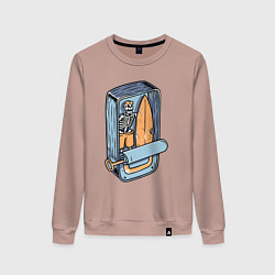 Свитшот хлопковый женский Серфер в консерве, цвет: пыльно-розовый