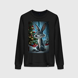 Женский свитшот Серый волк у елочки