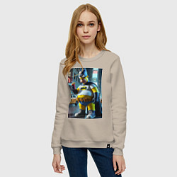 Свитшот хлопковый женский Бэтсимпсон купил в фастфуде картофель фри, цвет: миндальный — фото 2
