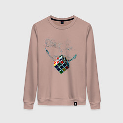 Свитшот хлопковый женский Рубик в воде, цвет: пыльно-розовый