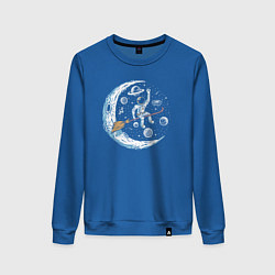 Свитшот хлопковый женский Полёт на метле, цвет: синий