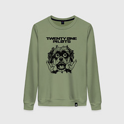 Свитшот хлопковый женский Twenty One Pilots - rock dog, цвет: авокадо