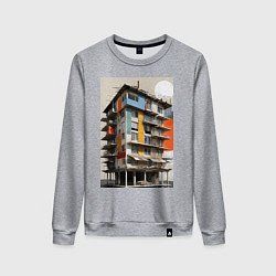 Свитшот хлопковый женский Старая панелька, цвет: меланж