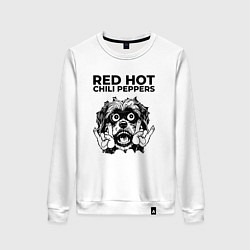 Свитшот хлопковый женский Red Hot Chili Peppers - rock dog, цвет: белый