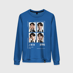 Свитшот хлопковый женский Jimin bts 4cut, цвет: синий