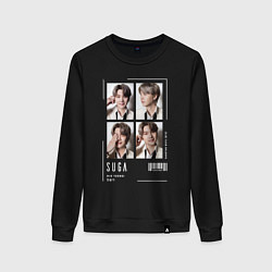 Свитшот хлопковый женский Yoongi bts 4cut, цвет: черный