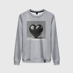 Свитшот хлопковый женский Большое чёрное сердце, цвет: меланж