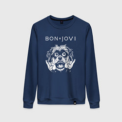 Свитшот хлопковый женский Bon Jovi rock dog, цвет: тёмно-синий