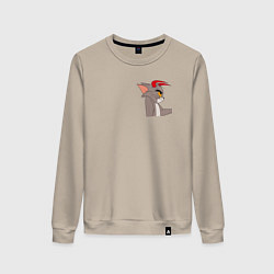 Свитшот хлопковый женский Том демон кот, цвет: миндальный