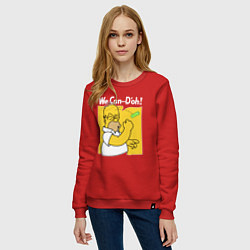 Свитшот хлопковый женский Homer can doh, цвет: красный — фото 2