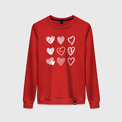 Свитшот хлопковый женский Hearts love hand draw, цвет: красный