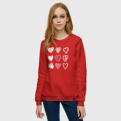 Свитшот хлопковый женский Hearts love hand draw, цвет: красный — фото 2