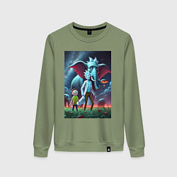 Свитшот хлопковый женский Слон похожий на Рика Санчеса - прикол, цвет: авокадо