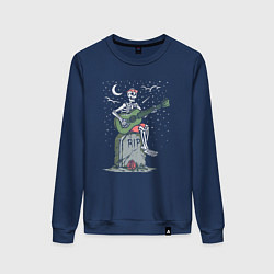 Свитшот хлопковый женский Мелодия на кладбище, цвет: тёмно-синий