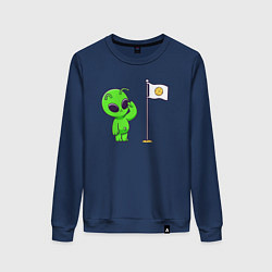 Свитшот хлопковый женский Пришелец на луне, цвет: тёмно-синий