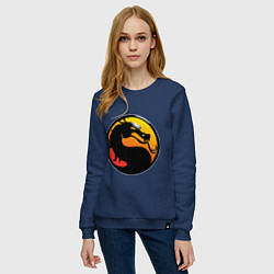 Свитшот хлопковый женский Mortal kombat logo, цвет: тёмно-синий — фото 2