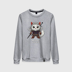 Свитшот хлопковый женский Котьмак никак не научитесь, цвет: меланж