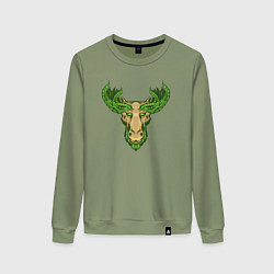 Свитшот хлопковый женский Nature deer, цвет: авокадо
