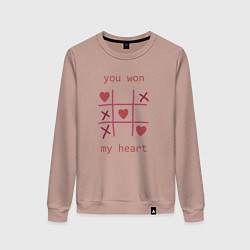 Свитшот хлопковый женский You won my heart, цвет: пыльно-розовый