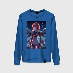 Свитшот хлопковый женский Zero two - Darling in the Franxx - cyberpunk, цвет: синий