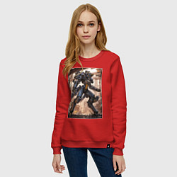 Свитшот хлопковый женский Пилот с огромным мехом, цвет: красный — фото 2