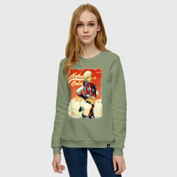 Свитшот хлопковый женский Fallout - nuka cola playbill, цвет: авокадо — фото 2