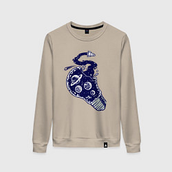 Свитшот хлопковый женский Космическая лампочка, цвет: миндальный