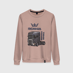Свитшот хлопковый женский Скания truck driver, цвет: пыльно-розовый