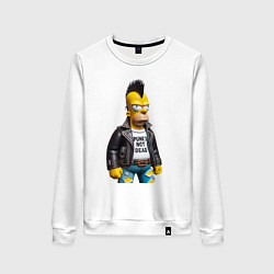 Свитшот хлопковый женский The harsh Homer Simpson - punks not dead, цвет: белый