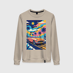 Женский свитшот Кабриолет едет по тропическому острову