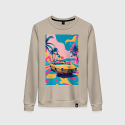 Женский свитшот Кабриолет едет по тропическому острову