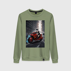 Женский свитшот Shiroko лиса на футуристичном мотоцикле