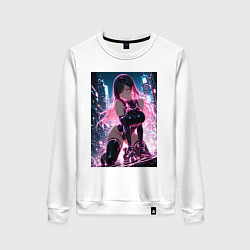 Свитшот хлопковый женский Тифа Локхарт из Final Fantasy VII в стиле киберпан, цвет: белый