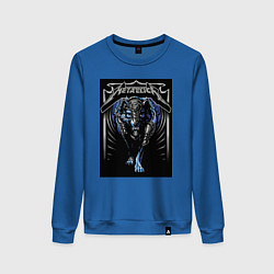 Свитшот хлопковый женский Metallica thrash metal style - wolf, цвет: синий