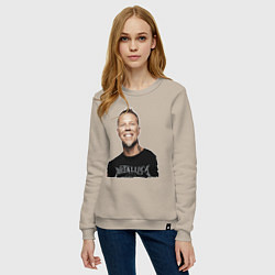 Свитшот хлопковый женский James Alan Hetfield - Metallica leader, цвет: миндальный — фото 2