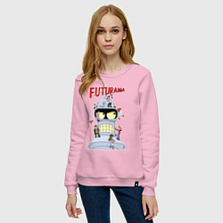 Свитшот хлопковый женский Futurama all, цвет: светло-розовый — фото 2