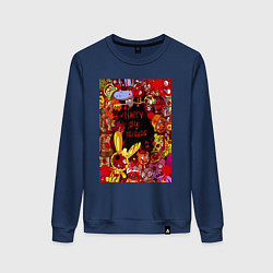 Свитшот хлопковый женский Счастливые лесные друзья - мясо, цвет: тёмно-синий