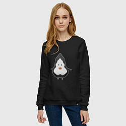Свитшот хлопковый женский Cartoon penguin character, цвет: черный — фото 2