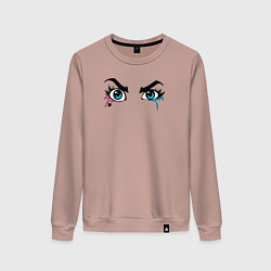 Свитшот хлопковый женский Глаза Харли, цвет: пыльно-розовый