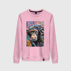 Свитшот хлопковый женский Graffiti monkey, цвет: светло-розовый