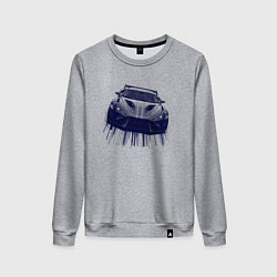 Свитшот хлопковый женский Спорткар в синих тонах, цвет: меланж
