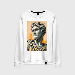 Свитшот хлопковый женский Арт с античным портретом, цвет: белый